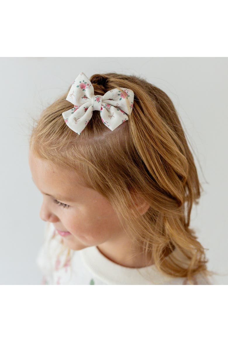 Rose Tulle Bow Clip Set, Alternate, color, Ivory