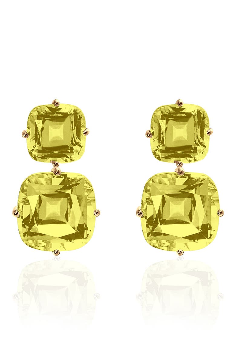 Gossip Double Drop Earrings, Main, color, LIME