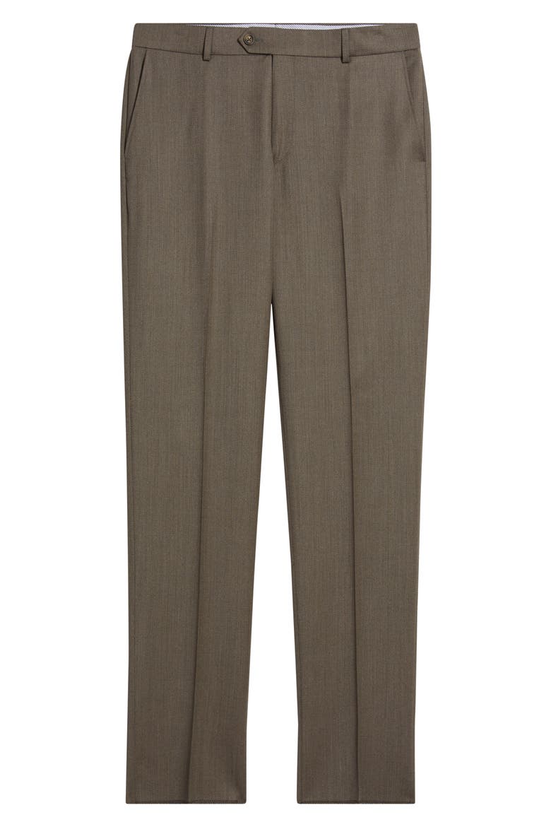 Covert Flat Front Wool Twill Dress Pants, Alternate, color, BROWN