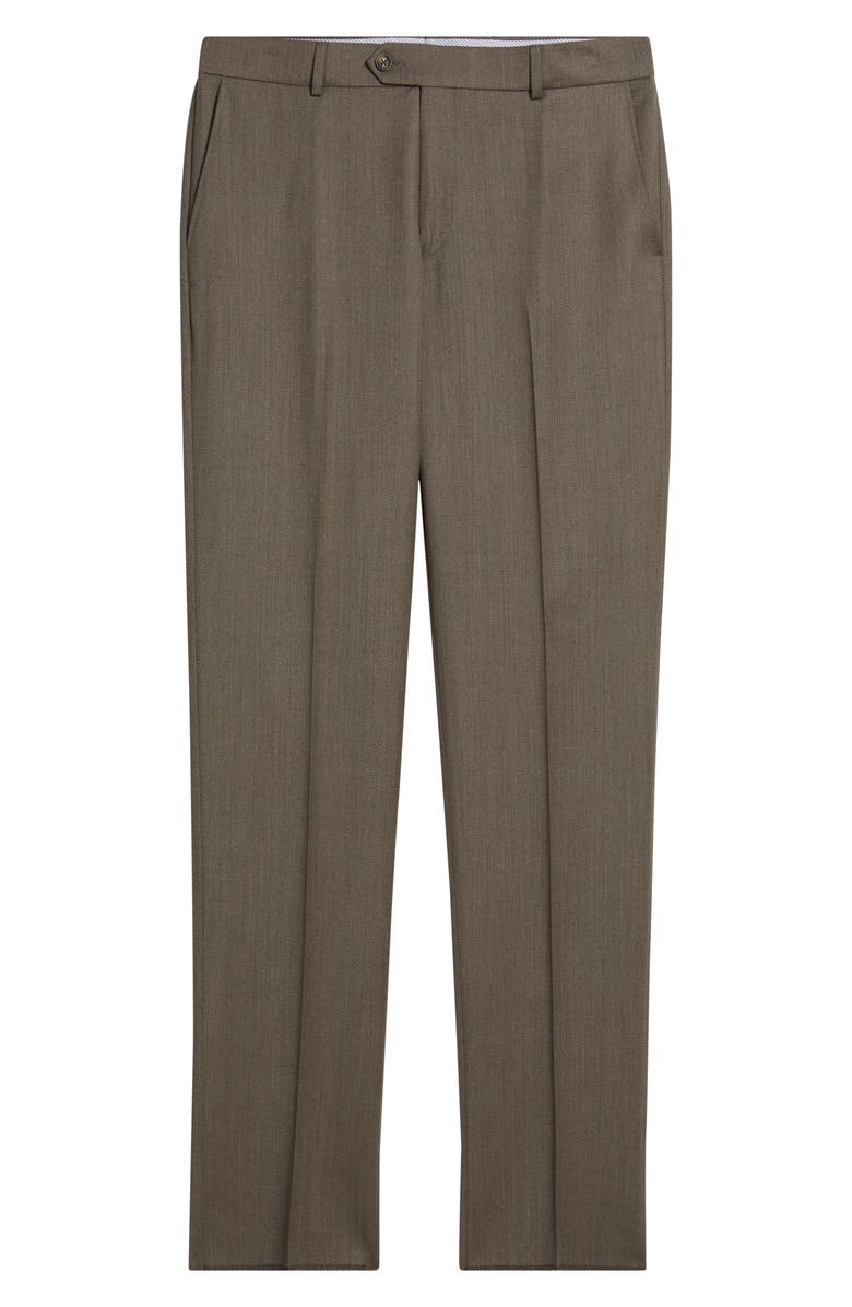 Berle Covert Flat Front Wool Twill Dress Pants, Alternate, color, Brown