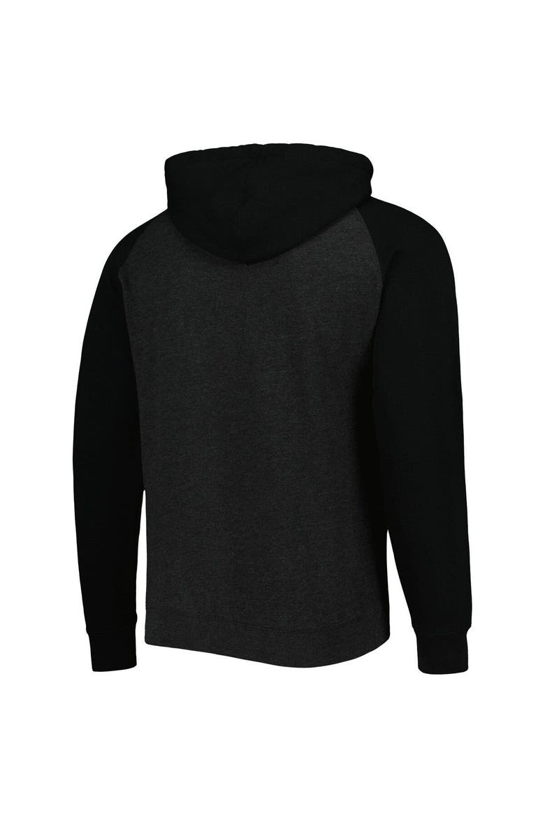 Men's Mitchell & Ness Heather Black Washington Capitals Distressed Logo Raglan Pullover Hoodie, Alternate, color, Heather Black