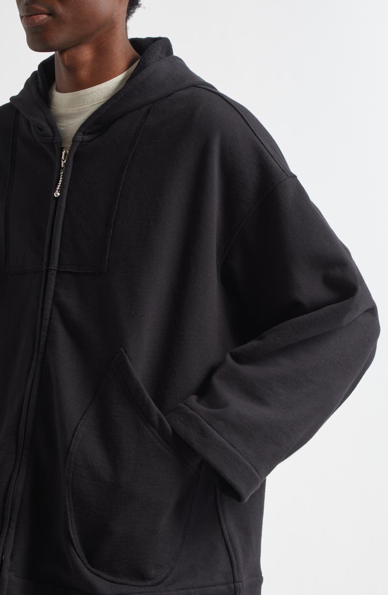 Bode Sideline Cotton Zip-Up Hoodie, Alternate, color, Black