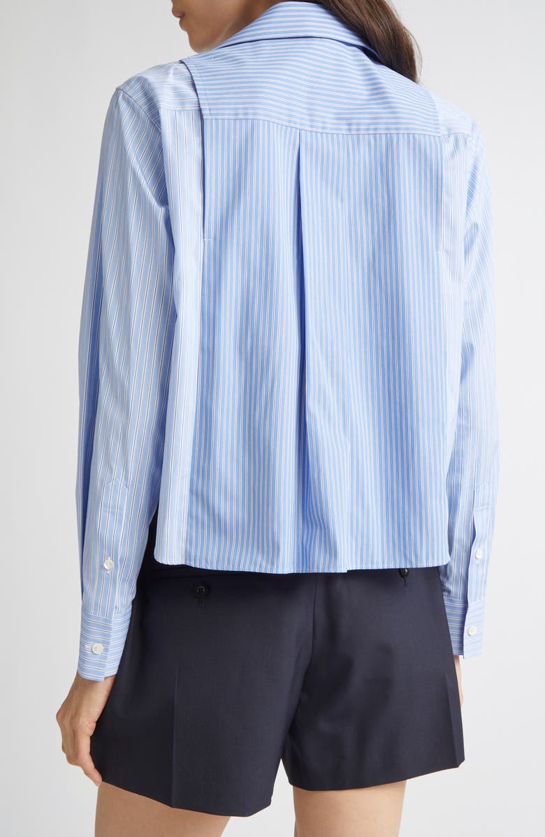 Sacai Stripe Overlay Poplin Button-Up Shirt, Alternate, color, Stripe Mix