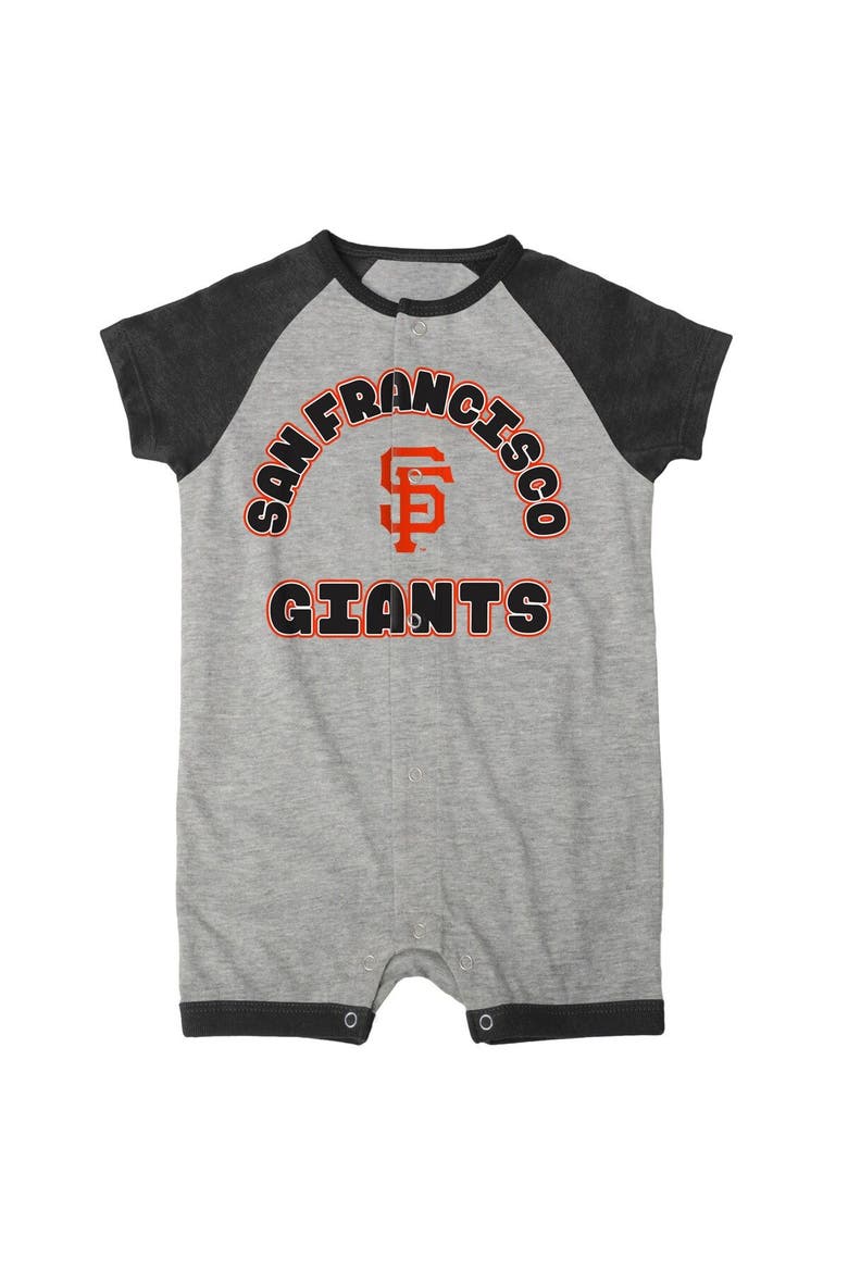 Infant  Heather Gray San Francisco Giants Extra Base Hit Raglan Full-Snap Romper, Alternate, color, Heather Gray