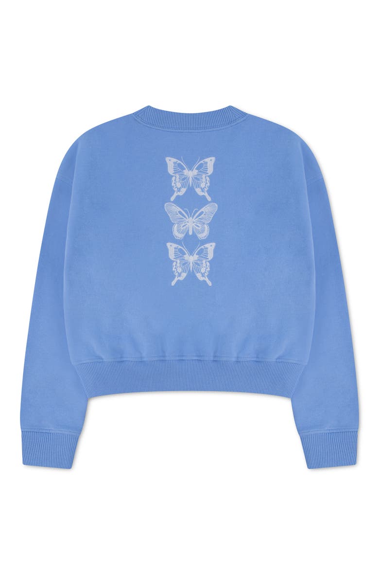 Kids' Butterfly Cotton Blend Sweatshirt, Alternate, color, VISTA BLUE