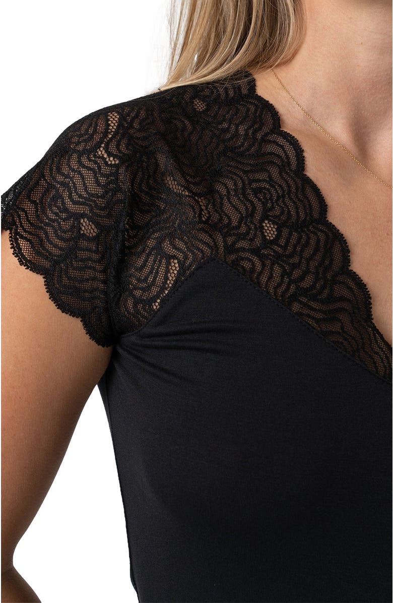 Saint + Sofia Sophia Lace Tee, Alternate, color, Black