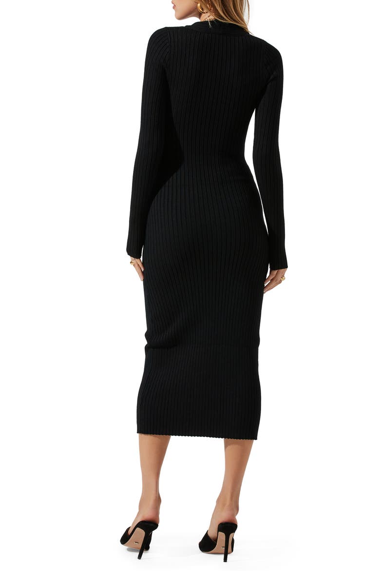 Twist Front Long Sleeve Sweater Dress, Alternate, color, BLACK