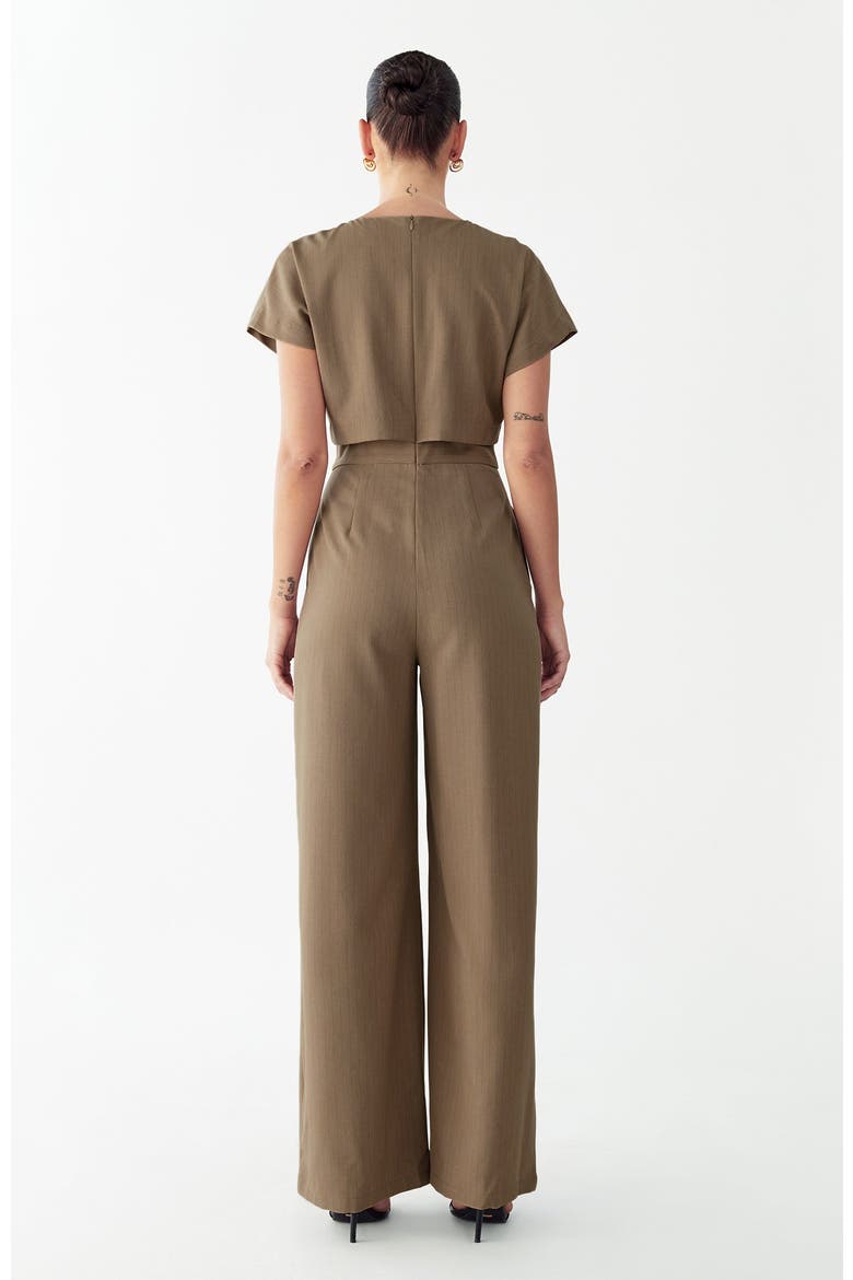 Glens Jumpsuit, Alternate, color, Mocha Pinstripe