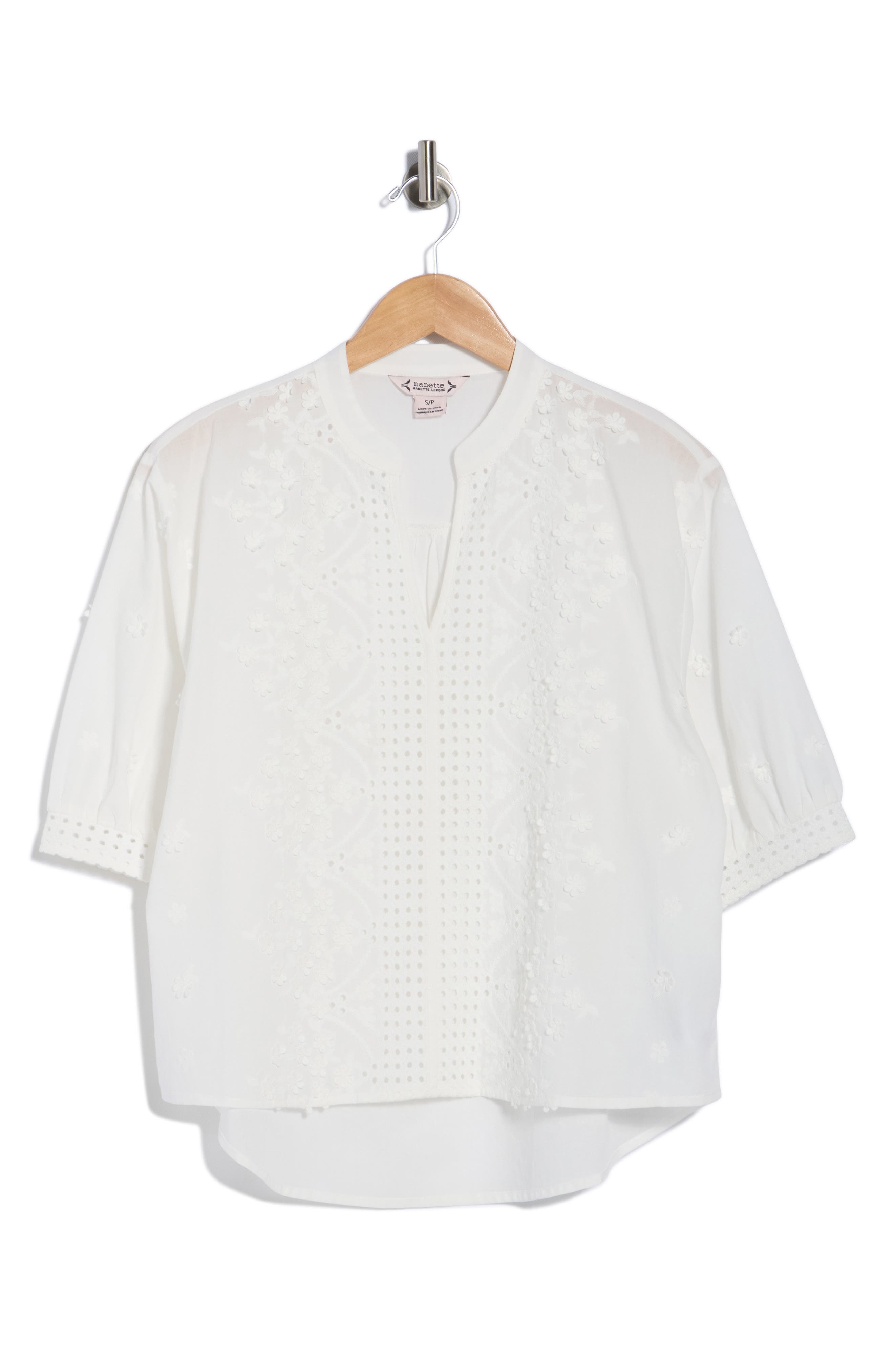 Nanette Lepore Floral Cotton Voile Popover Top