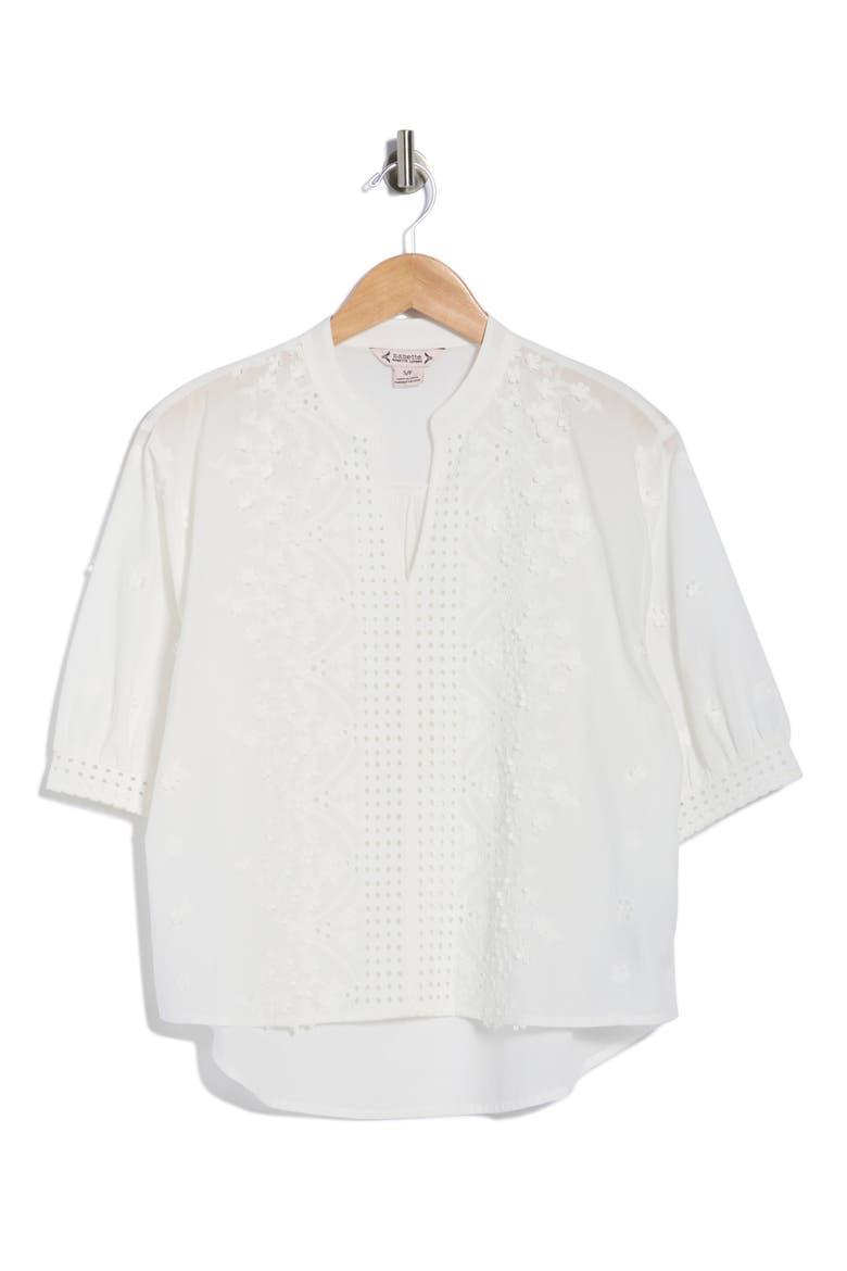 Floral Cotton Voile Popover Top, Alternate, color, WHITE
