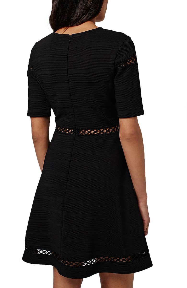 Topshop Openwork Inset Bandage Skater Dress, Alternate, color, 