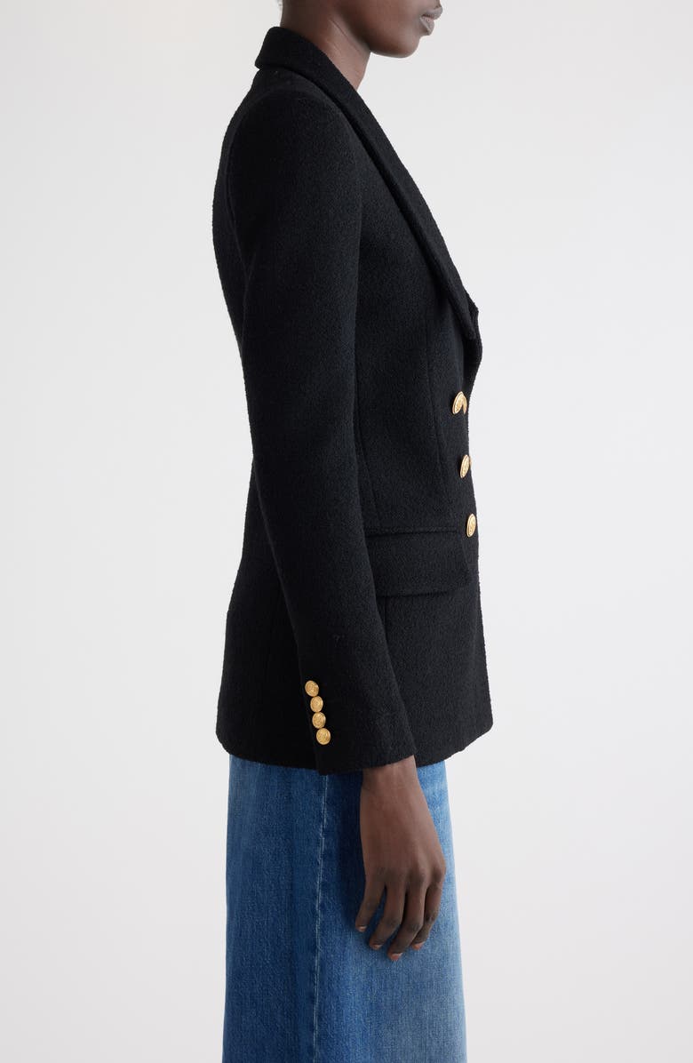 Chloé Fitted Double Breasted Wool Blend Bouclé Blazer, Alternate, color, Black