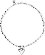 UNODE50 Sterling Silver Plated Ball Necklace With Heart Detail