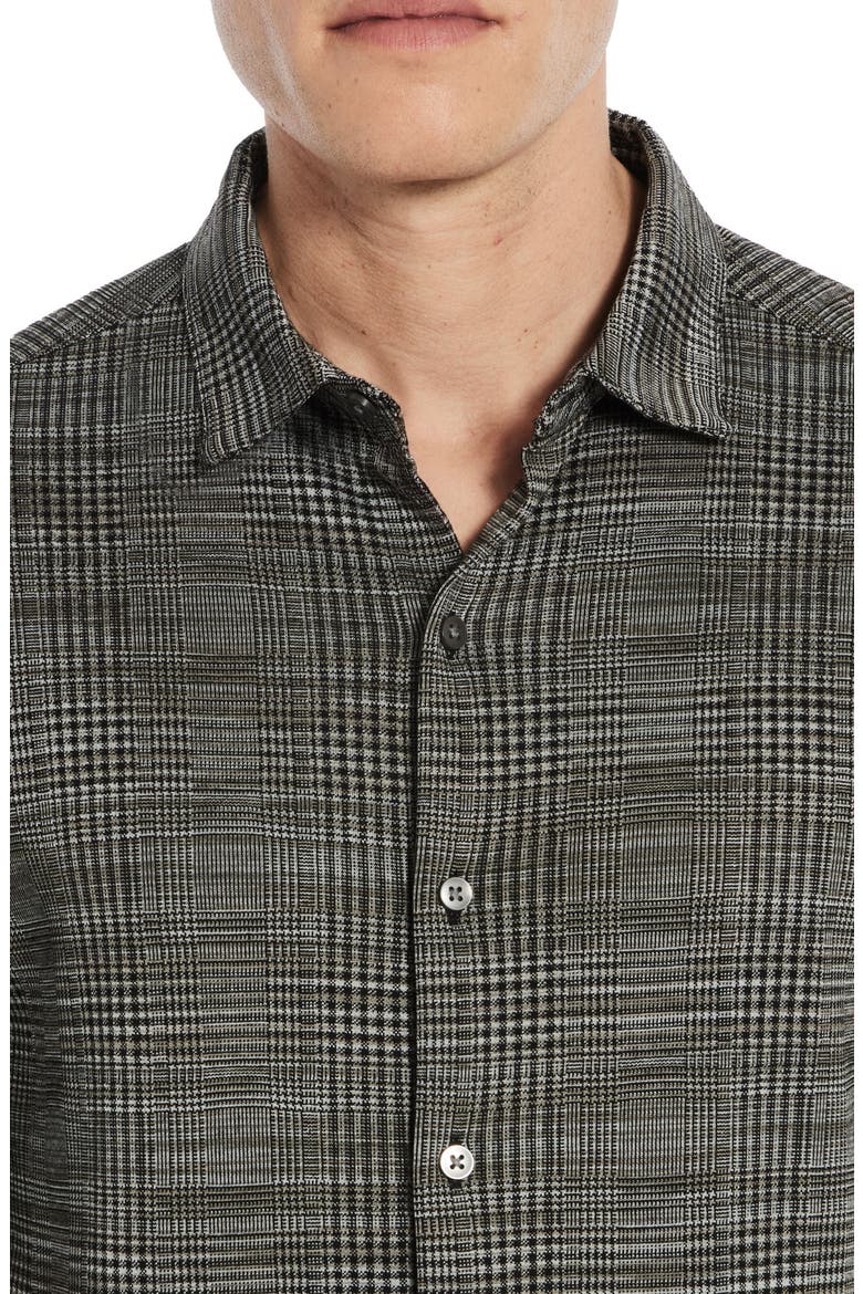 Dario Glen Plaid Knit Button-Up Shirt, Alternate, color, DARK GREY