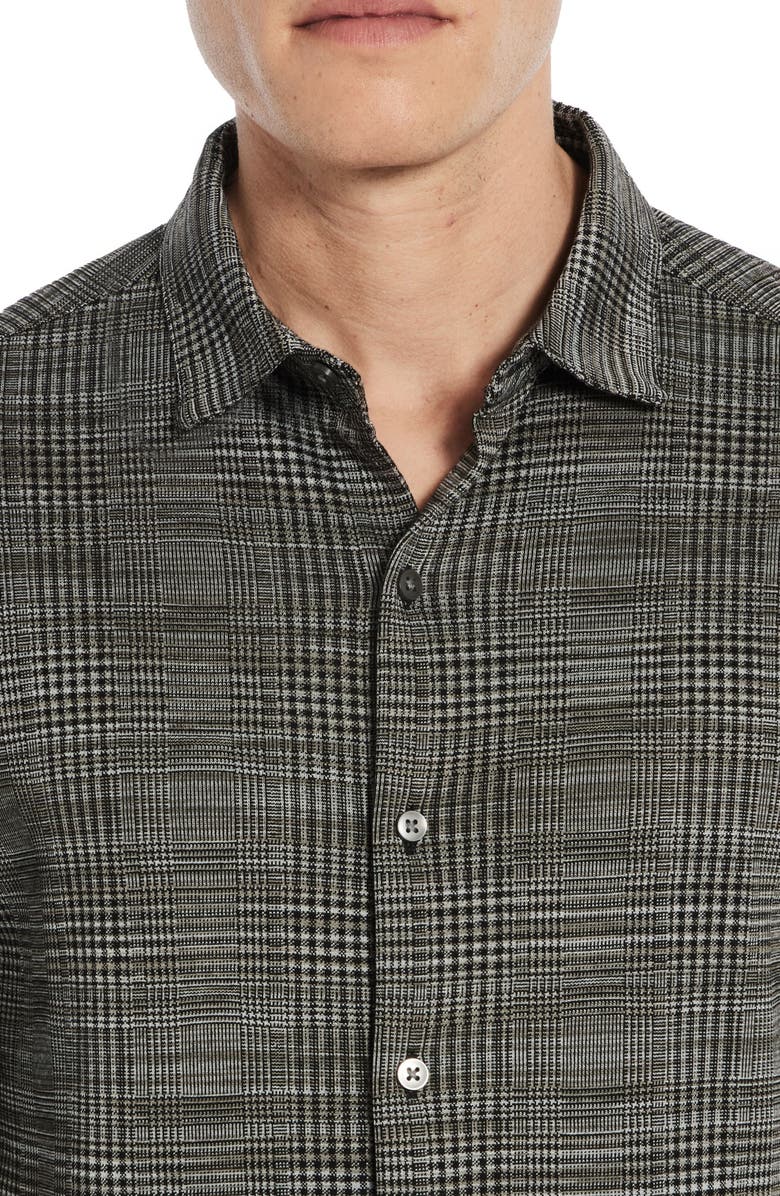 Robert Barakett Dario Glen Plaid Knit Button-Up Shirt, Alternate, color, Dark Grey