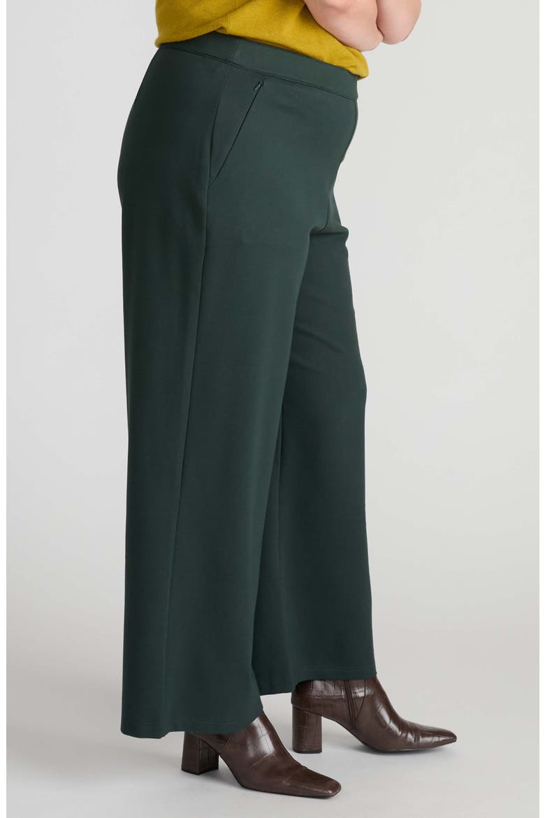 Stephanie Wide Leg Ponte Pants, Alternate, color, GREEN GEMSTONE