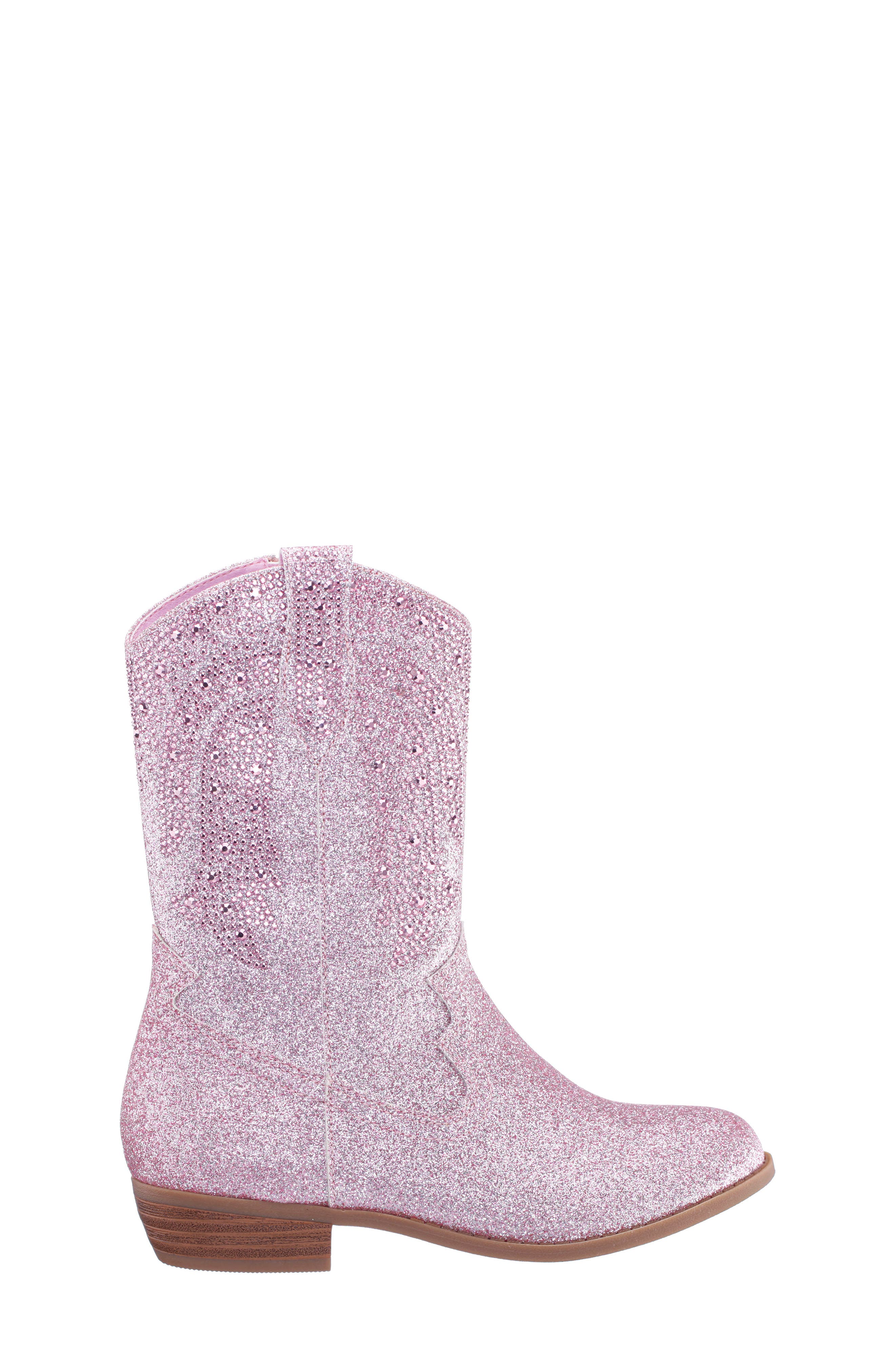 Nina Kids' Felicity Western Boot, Alternate, color, Lt Pink Glitter Stones