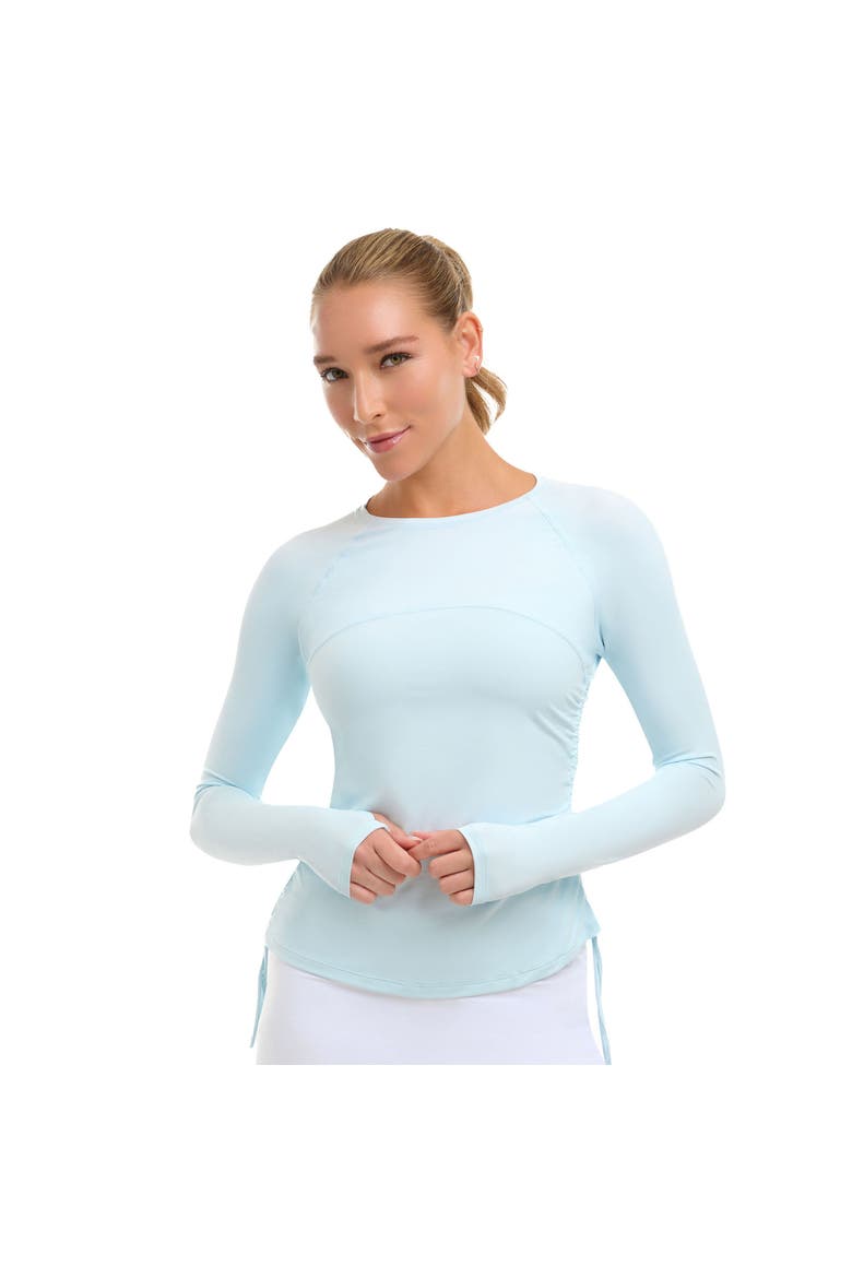 Women's Sun and UV Protection Drawstring Crew Shirt, Main, color, Ice Blue