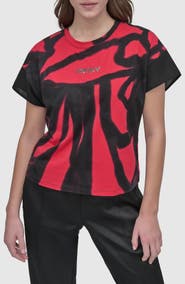 DKNY Print Cotton Blend Top