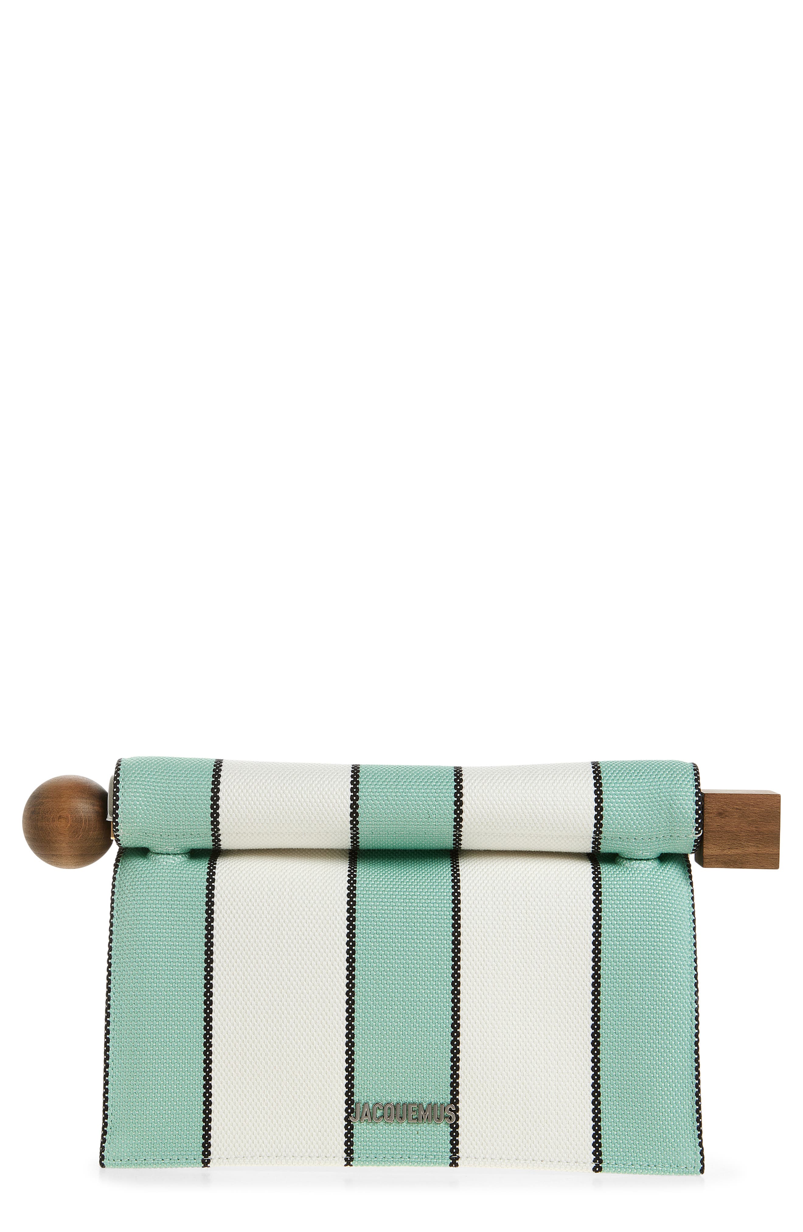 Jacquemus La Pochette Rond Carré Canvas Clutch, Main, color, Print Stripes White / Min 5Bt