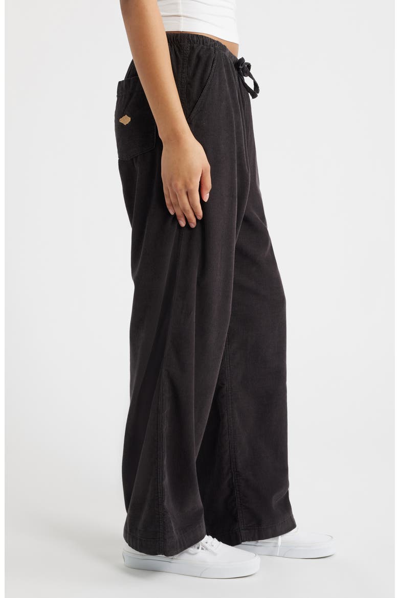 Keepsakes Corduroy Wide Leg Drawstring Pants, Alternate, color, WASHED BLACK