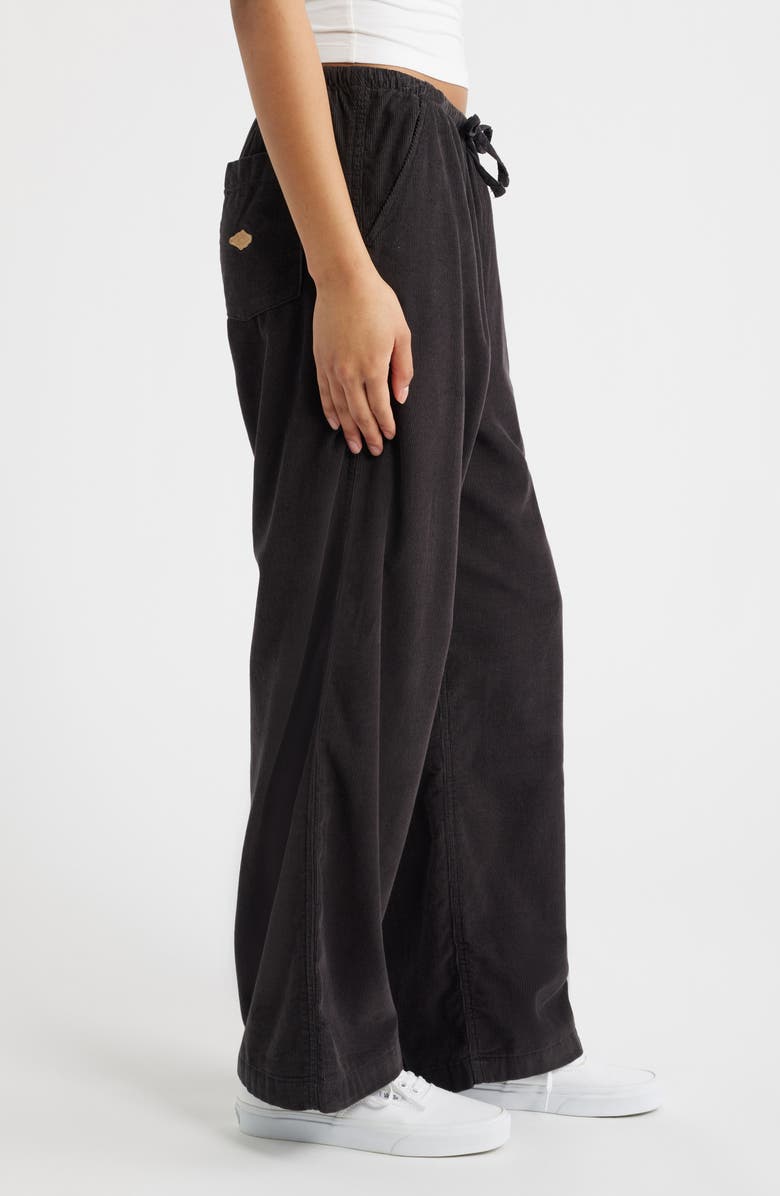 Rip Curl Keepsakes Corduroy Wide Leg Drawstring Pants, Alternate, color, Washed Black