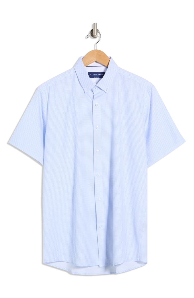 DYLAN PARK Slim Fit Perfect Stretch Long Sleeve Button Down Shirt, Main, color, White/ Blue