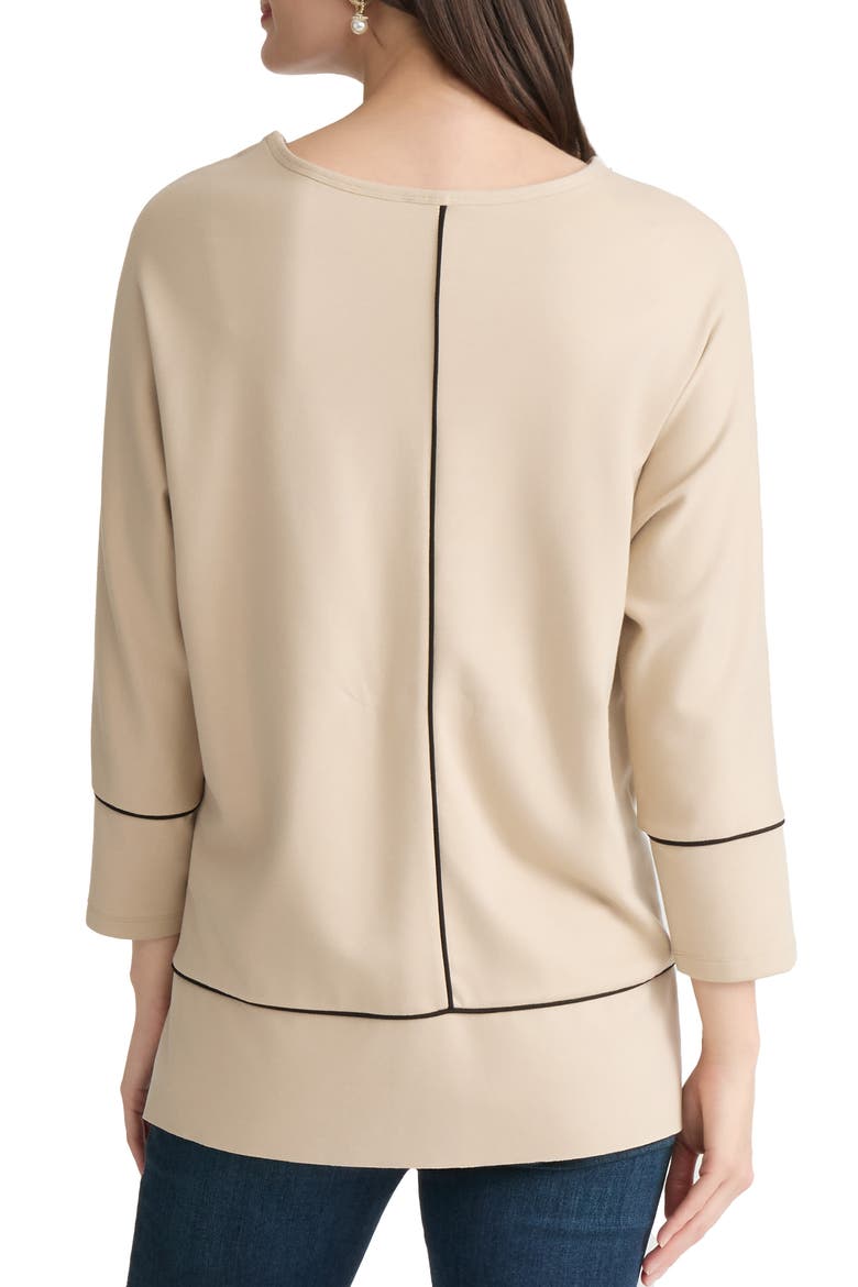 Piped Dolman Sleeve Tunic, Alternate, color, JONES KHAKI / JONES BLACK