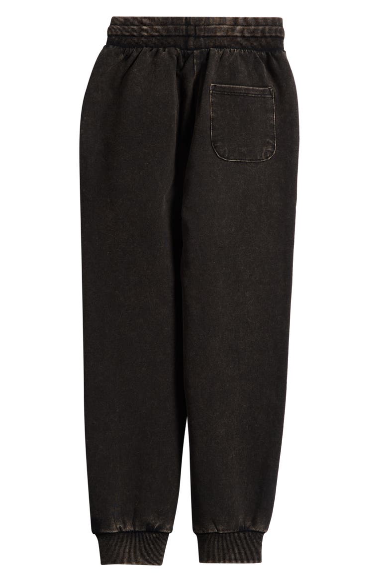 Kids' Faded Black Stretch Organic Cotton Fleece Joggers, Alternate, color, BLACK
