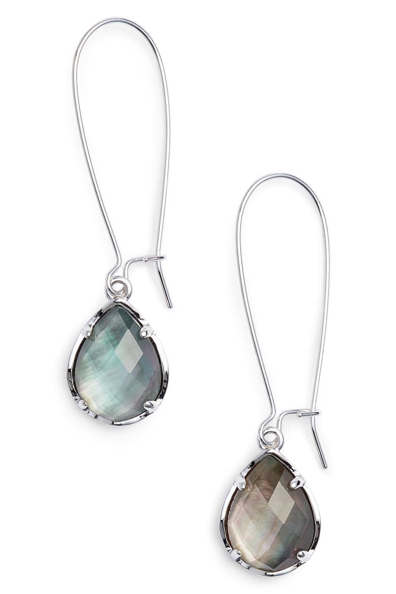 'Dee' Teardrop Earrings, Main, color, BLACK MOP/ SILVER