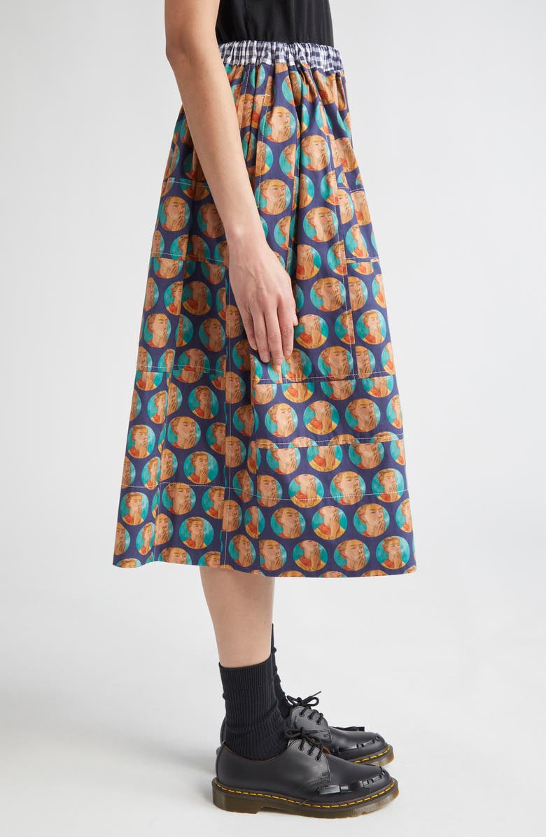 Tao Comme des Garçons Mixed Print Cotton Broadcloth Midi Skirt, Alternate, color, 