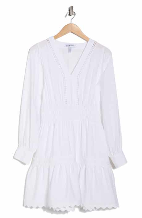 Ellen Tracy V-Neck Long Sleeve Crinkle Dress