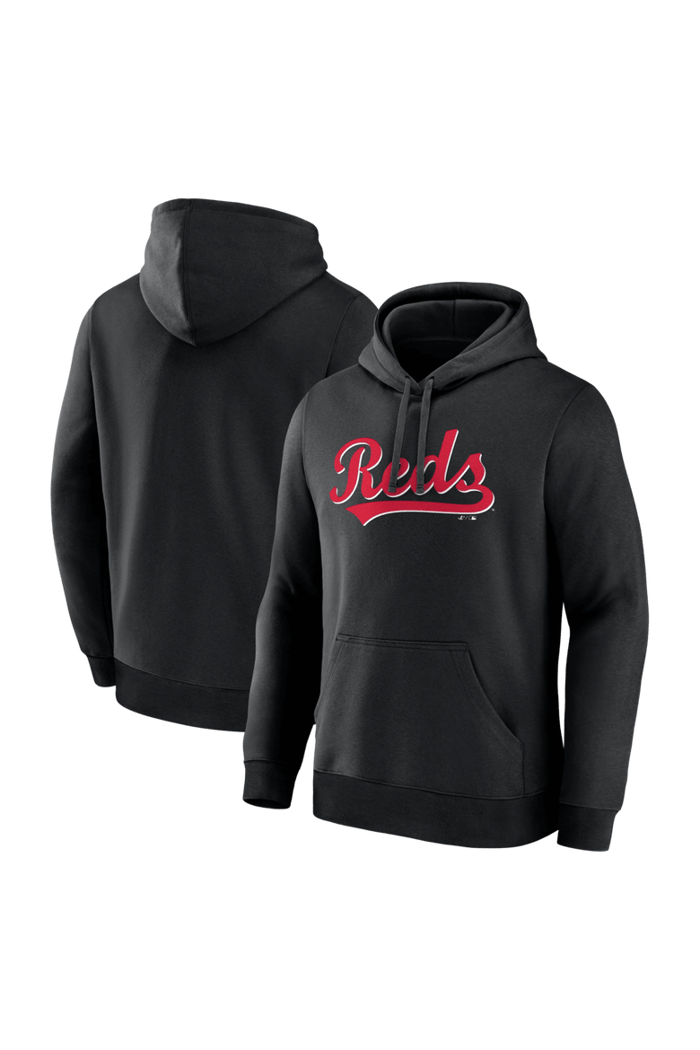 Men's Logo Athletic Black Cincinnati Reds Wordmark Hoodie, Main, color, Black