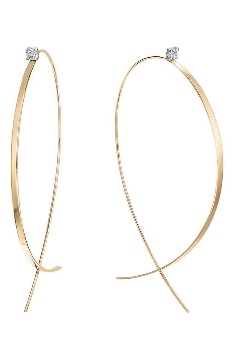 LANA Large Flat Upside Down Diamond Hoop Earrings, Main, color, Yellow