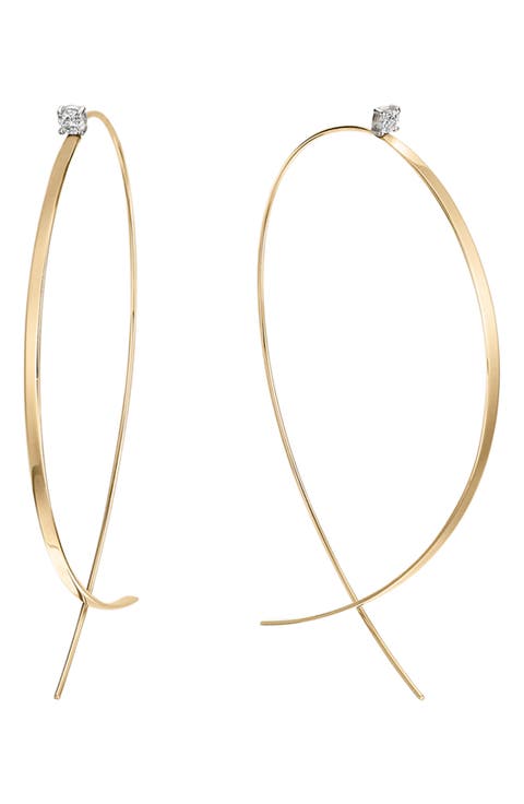 Large Flat Upside Down Diamond Hoop Earrings (Online Trunk Show)
