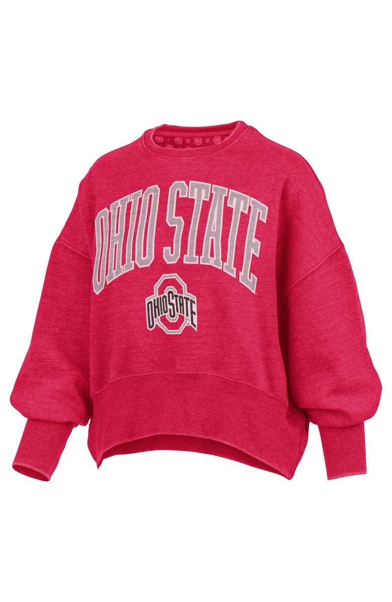 PRESSBOX Women's Pressbox Scarlet Ohio State Buckeyes Oversized Waist-Length Crewneck Sweatshirt, Alternate, color, 