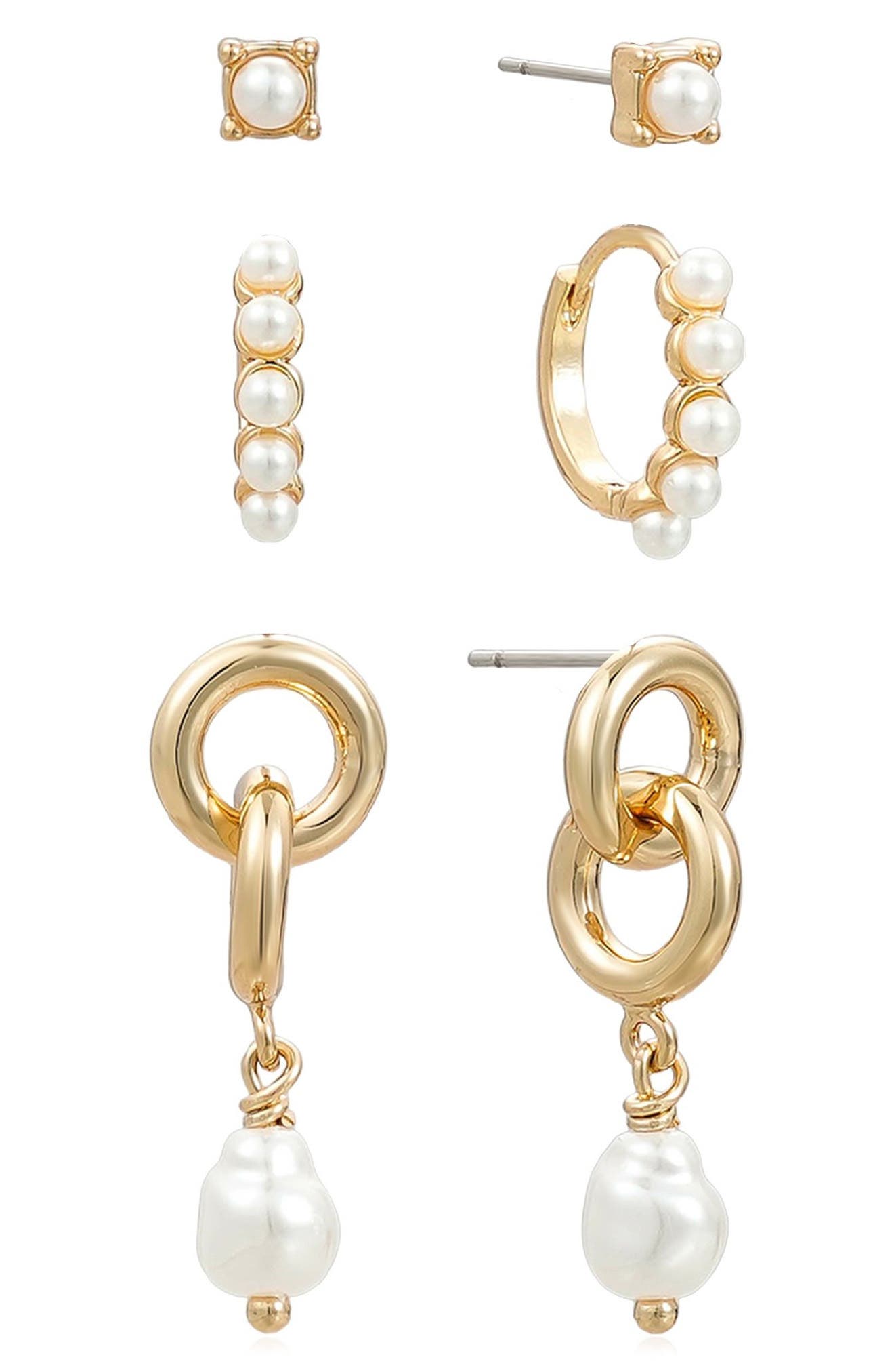 Ettika Baby Faux Pearl Earrings Set