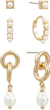Ettika Baby Faux Pearl Earrings Set