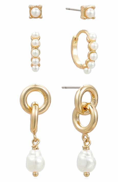 Ettika Baby Faux Pearl Earrings Set
