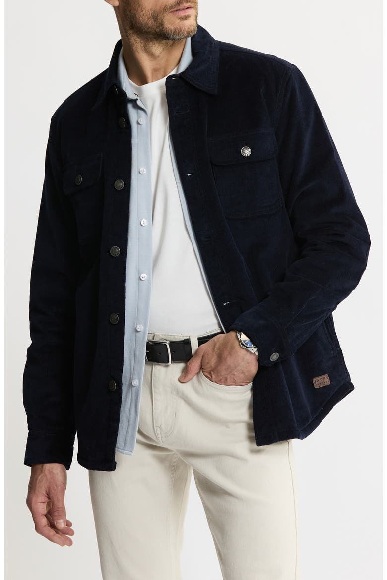 Stretch Cotton Corduroy Faux Shearling Lined Jacket, Main, color, NAVY