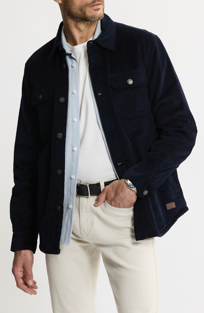 JACHS Stretch Cotton Corduroy Faux Shearling Lined Jacket, Main, color, Navy