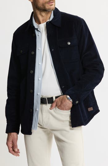 Jachs Stretch Cotton Corduroy Faux Shearling Lined Jacket In Black