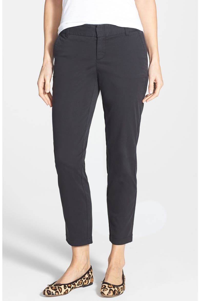 Chino Crop Pants, Main, color, BLACK