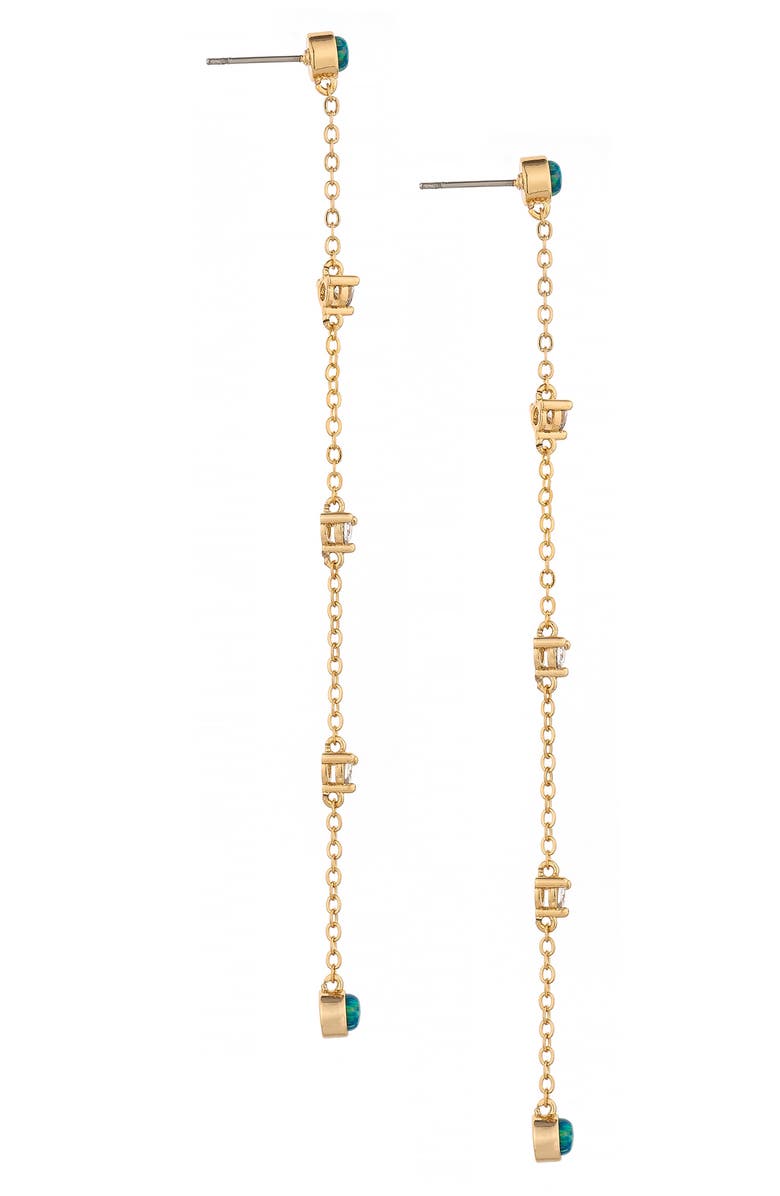 Ettika Green Opal Linear Drop Earrings, Alternate, color, Green