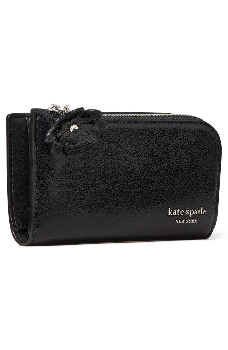 Kate Spade New York devin glazed leather small slim wallet, Alternate, color, Black