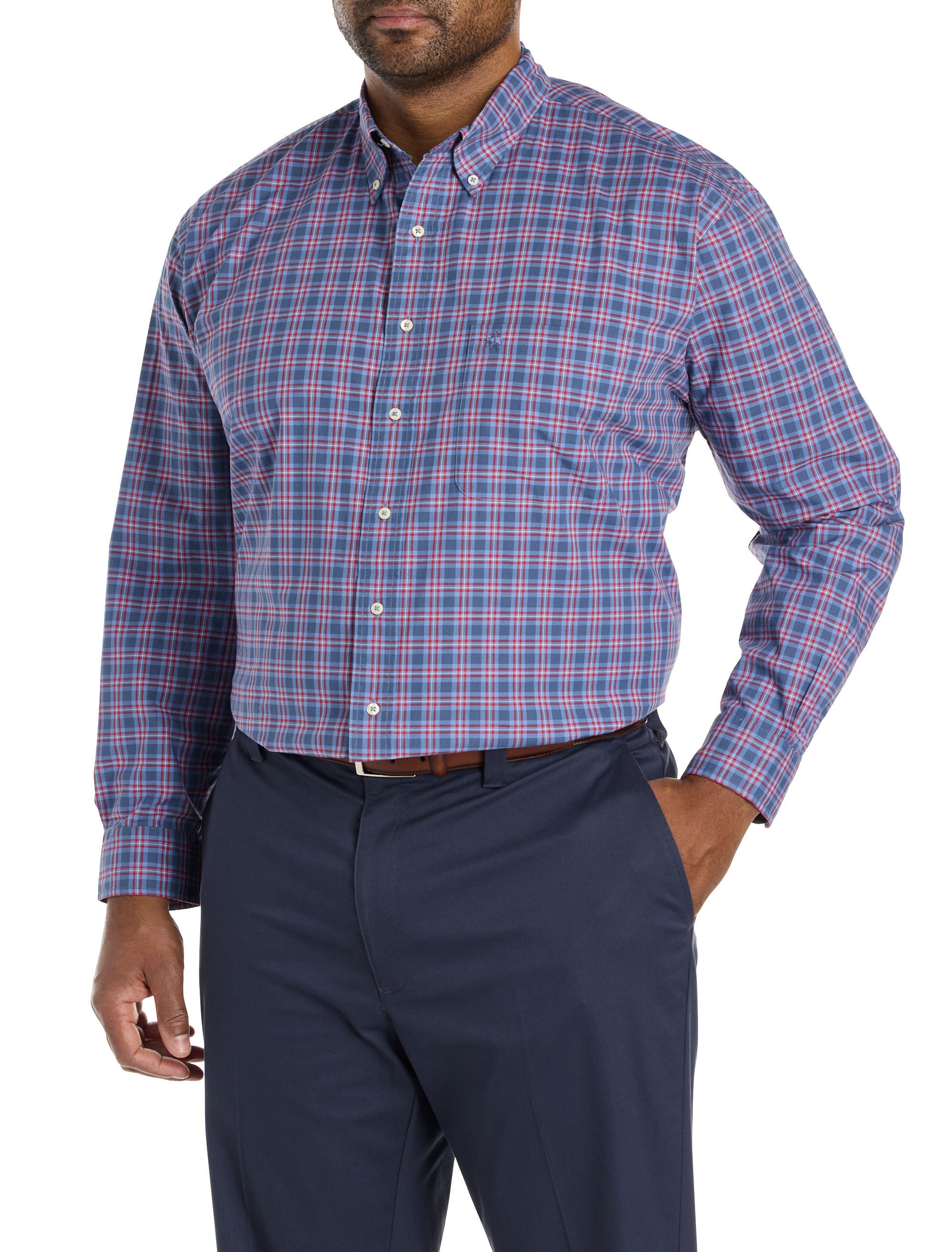 Big & Tall Check Poplin Sport Shirt - image 2