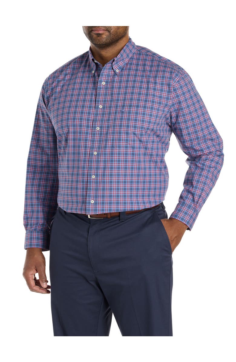 Brooks Brothers Big & Tall Check Poplin Sport Shirt, Alternate, color, Harbor Plaid