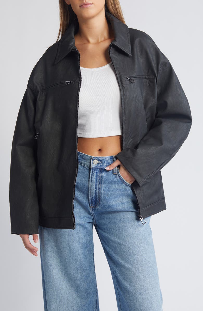 Mistress Rocks Oversize Faux Leather Jacket, Main, color, 