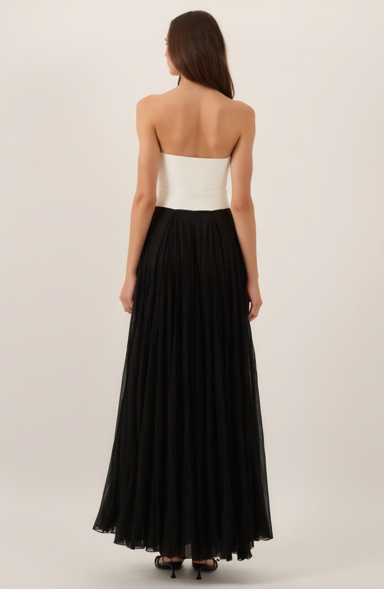 Modenaire Strapless Gown with Tulle Skirt, Alternate, color, White / Black