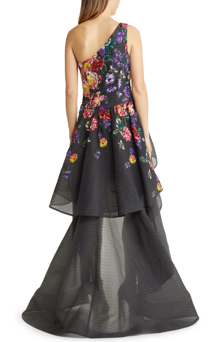 Marchesa Notte Floral Dégradé Tiered High-Low Cocktail Dress, Alternate, color, 
